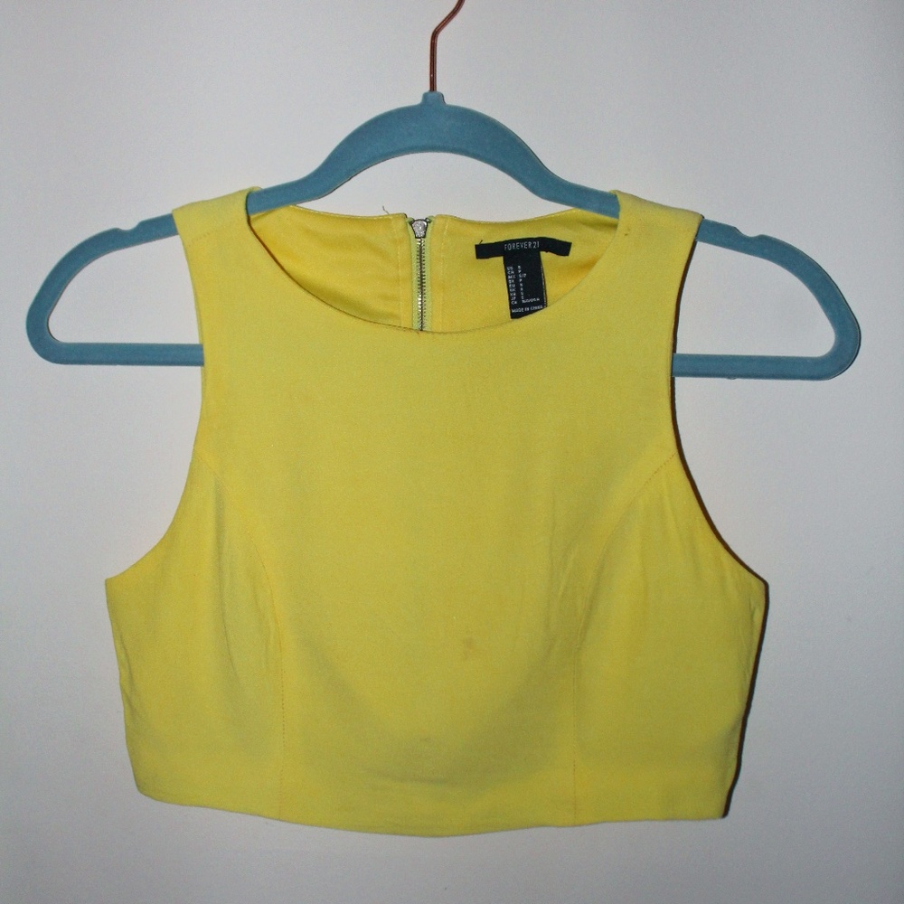Canary Yellow Tailored Crop Top